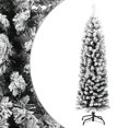 thumbnail image 1 of vidaXL Slim Artificial Christmas Tree with Flocked Snow Green 150 cm PVC, 1 of 5