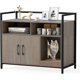 thumbnail image 1 of JJUN Cat Litter Box Enclosure - Cat Washroom Hidden Furniture with Front Entry, Scratcher, 2-Door Storage Cabinet, 2 Compartments, Air Vents, Metal Frame, Wooden Pet Crate House (Oak Gray), 1 of 19