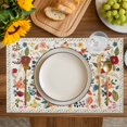 thumbnail image 4 of Watercolor Flowers Placemats Set of 4, Rustic Spring Floral Botanical Beige Placemats for Dining Table, Place Mats for Kitchen Tabletop, Waterproof Wipeable Dining Table Mats Set, 4 of 9