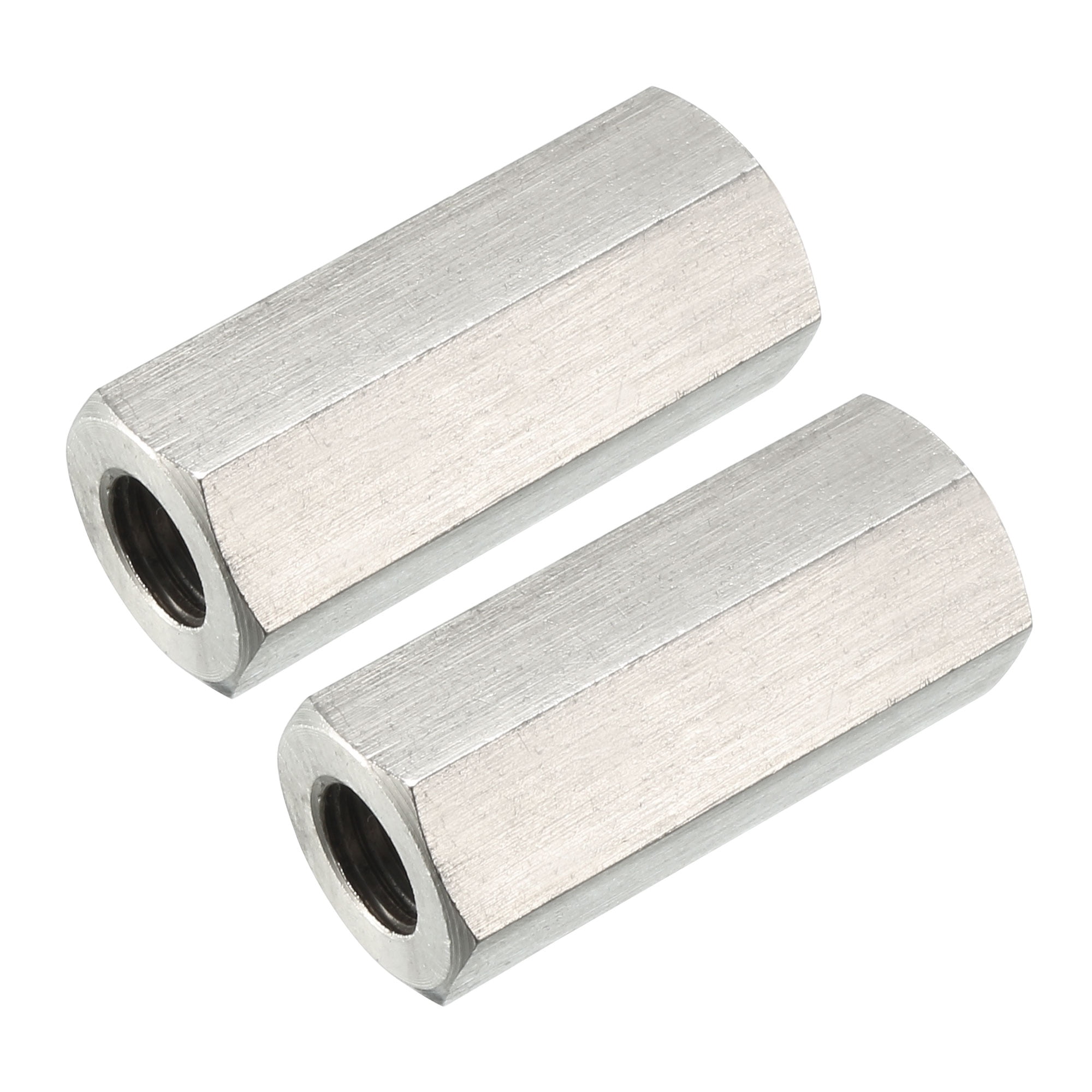 M10 40mm Length 304 Stainless Steel Metric Hex Coupling Nut, 2Pcs