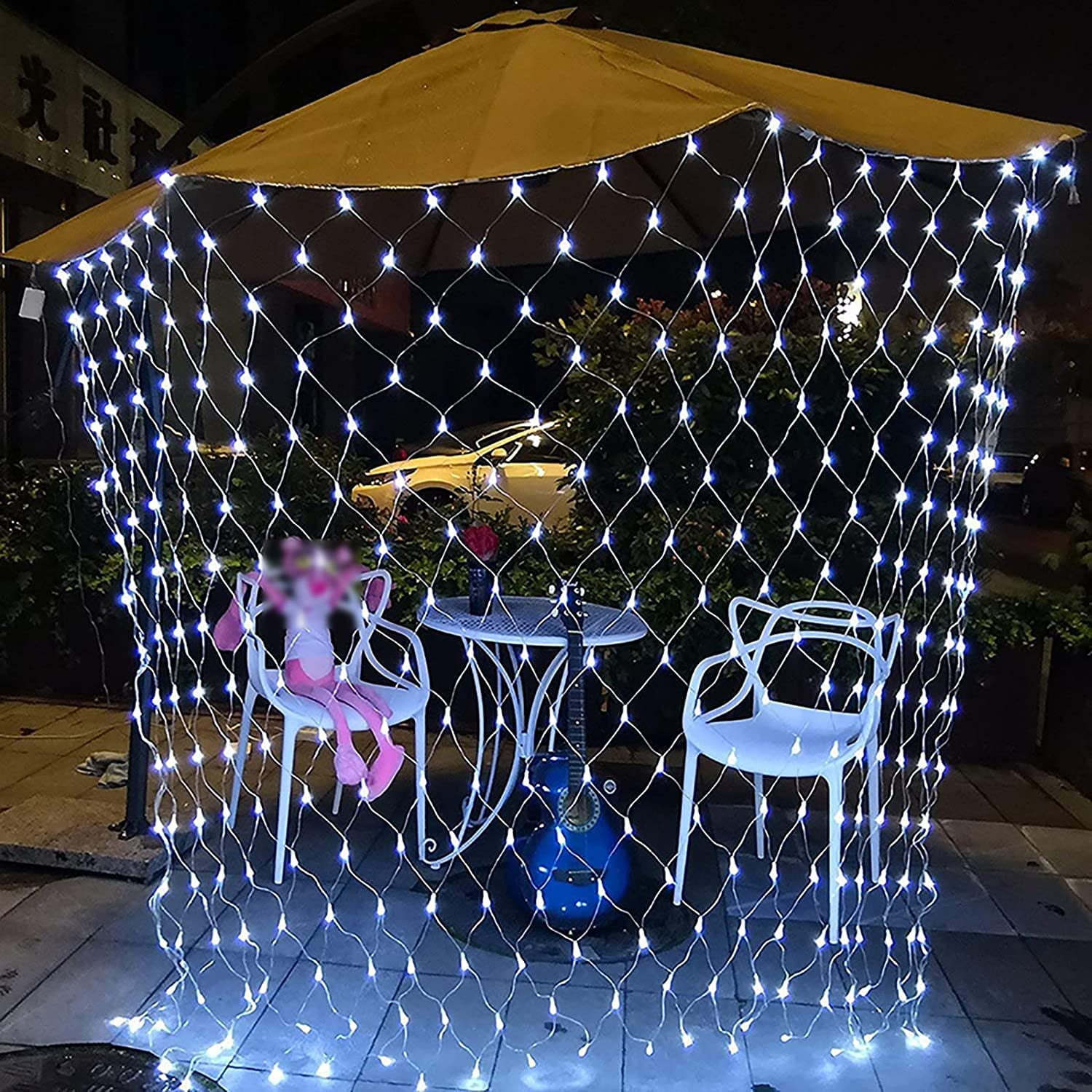 Fairy Mesh Lights Outdoor Connectable 8 Modes Net Light Waterproof Plug String Lights Christmas Net Lights Expandable Garland Lighting for Weddings Bushes Bar Party, Cool White 10ftx6.5ft 200 Led