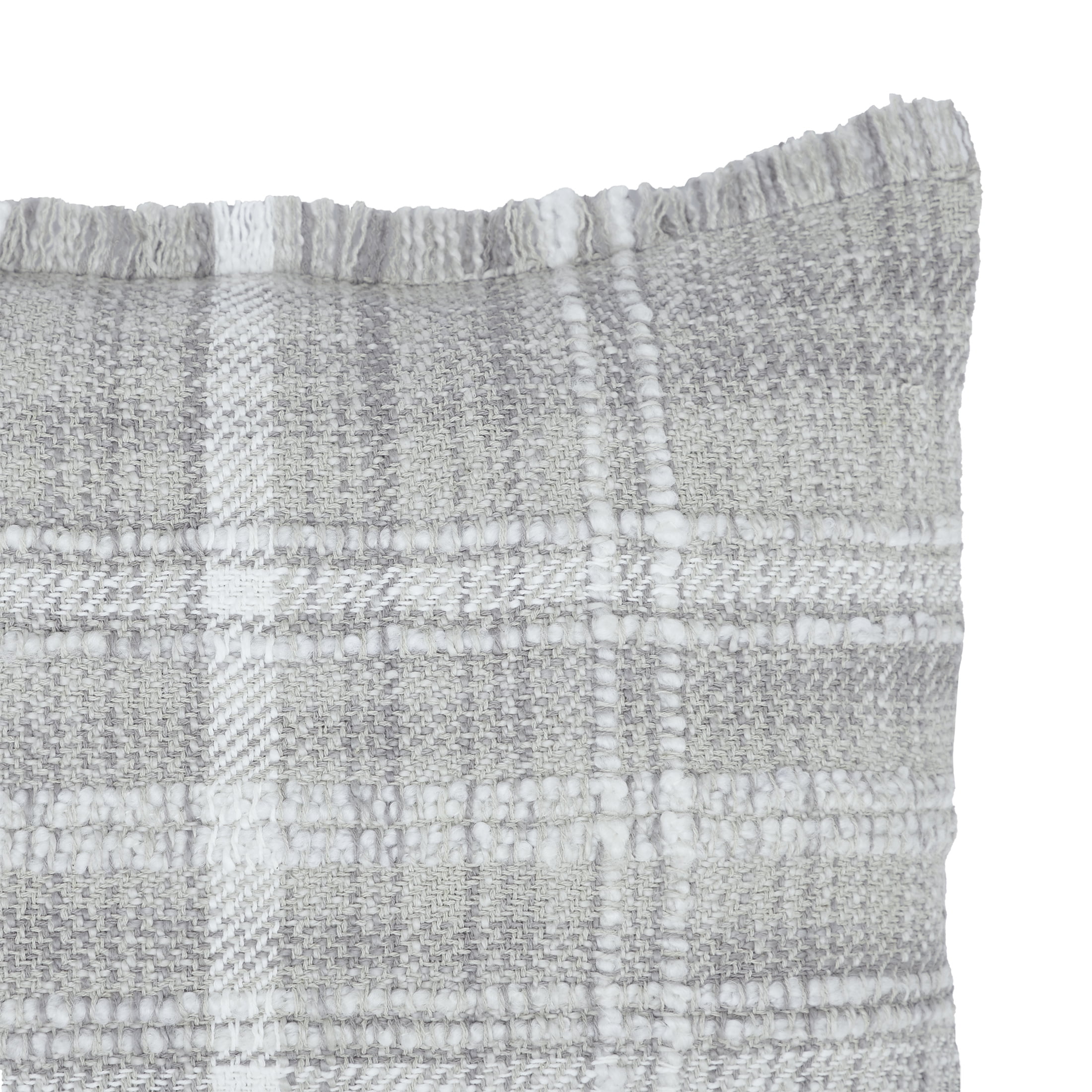 (2 pack) Better Homes & Gardens Lulu 14 in x 20 in Silver Plaid Cotton-Rich Decorative Pillow