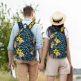 thumbnail image 6 of Balery Blue Floral Vintage Canvas Backpack for Men and Women - Large Capacity, Durable Travel Laptop Bag for School, Work, Hiking, and Outdoor Activities, 6 of 7