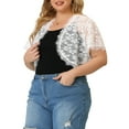 thumbnail image 4 of DARING DIVA Plus Size Sheer Shrug Floral Lace Shrugs Tops 4X White, 4 of 7