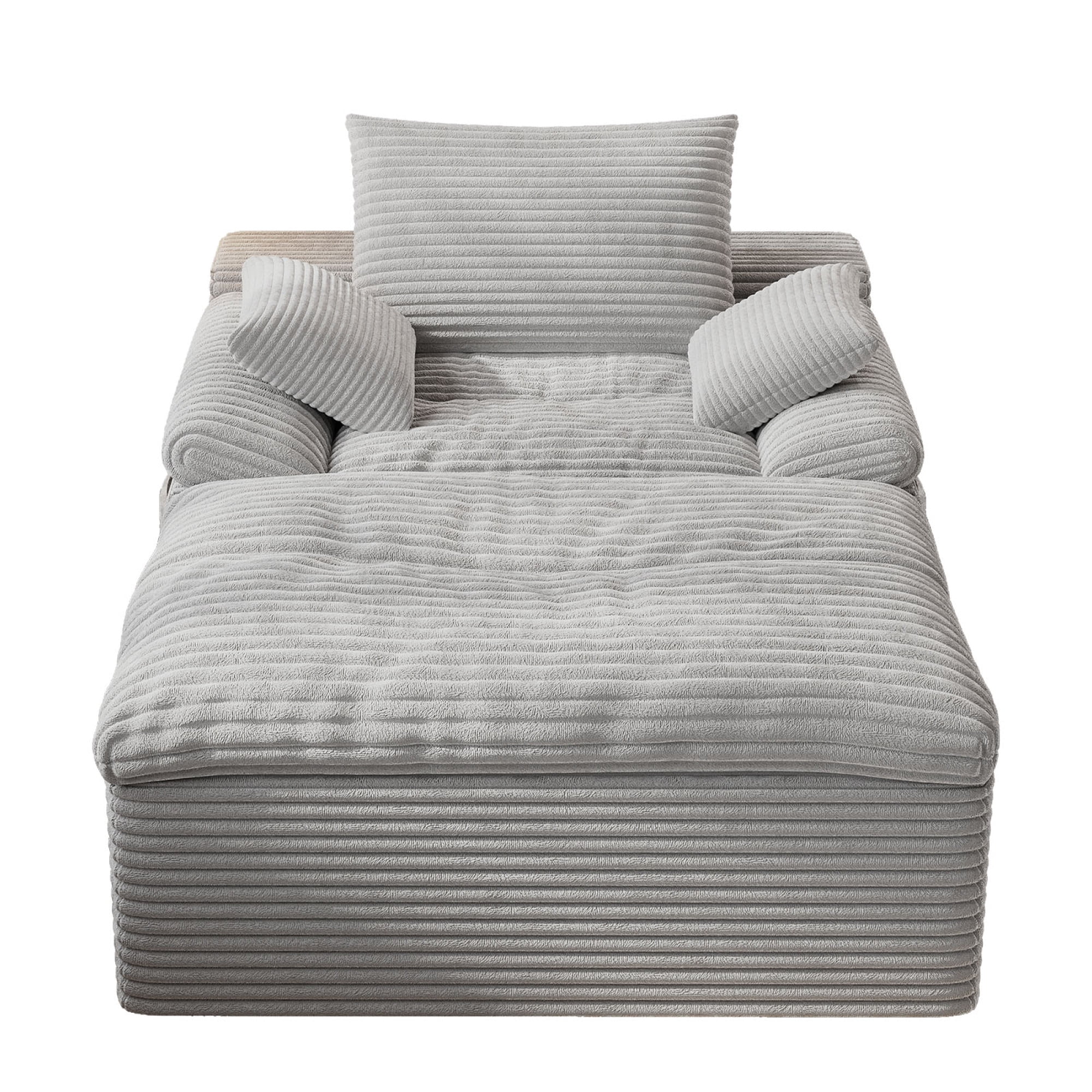 HOQBN 65" Chaise Lounge Chair Indoor,Oversized Boneless Sofa Bed with 3 Pillows,Cloud Reading Chair for Living Room Bedroom, Deep Seat Sleeper Couch, No Assembly Required,Light Gray
