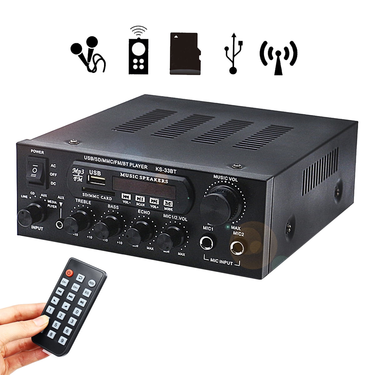 Sunbuck 2000W bluetooth Amplifier, 12V Car 110V Home Stereo Power