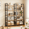 thumbnail image 3 of CONCETTA 5 Tier Bookshelf, Modern Bookcase Storage Organizer for Home Office, Rustic Brown, 3 of 12