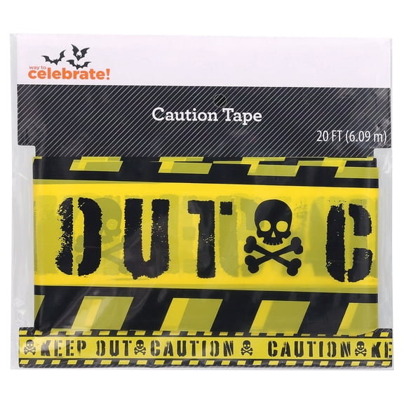 Caution Tape Decoration, Yellow and Black, 20', Halloween by Way To Celebrate
