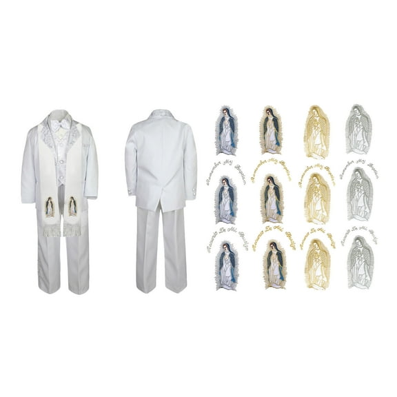 Toddler Baby Boy Christening Baptism White Paisley Suit Stole Mary Maria Sm-7