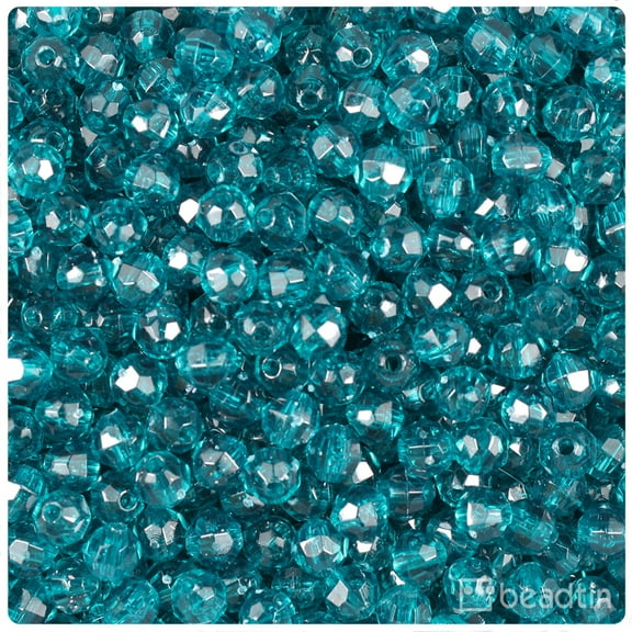 BeadTin Dark Teal Transparent 6mm Faceted Round Craft Beads (600pcs)