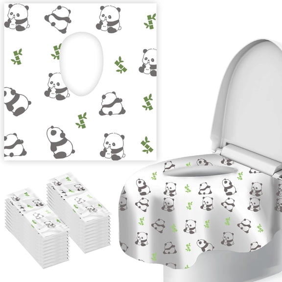 Disposable Toilet Seat Covers (20 Pack) - Waterproof, Panda Print, Travel-Friendly Individual Packs