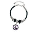 thumbnail image 2 of Delight Jewelry Silvertone Large Purple Tiger Print Peace Sign Niece Celtic Knot Leather Bead Bracelet, 7"+2" Extender, 2 of 4