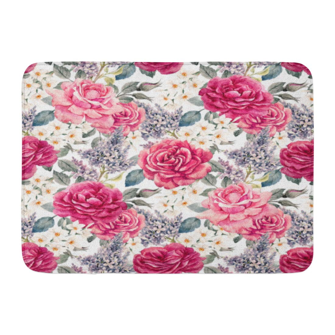 GODPOK Blue Bloom Watercolor Floral Pattern Pink Rose Flowers Lilac and ...