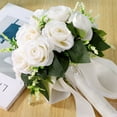thumbnail image 5 of Wedding Bouquets for Bride Bridesmaid Bouquet Ivory Bridal Bouquet Artificial Roses for Wedding Church Home Decoration, 5 of 7