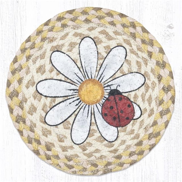 Capitol Importing 80-653DL 10 x 10 Po. Trivet Rond Imprimé Marguerite & Coccinelle