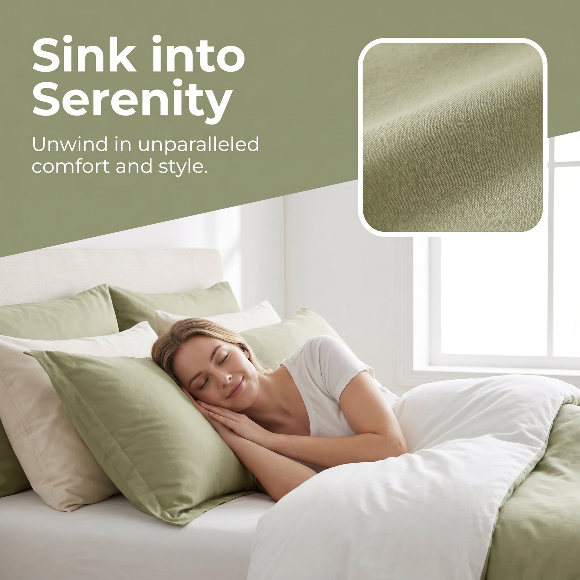 Unique Bargains 1 Pack Soft Cooling Cotton Pillow Covers Wrinkle Resistant Bean green A