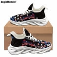 thumbnail image 1 of Zapatillas de deporte con estampado de bandera estadounidense y diseño artístico para mujer y hombre, zapatillas clásicas de verano para correr al aire libre, zapatos casuales con cordones, 1 of 6