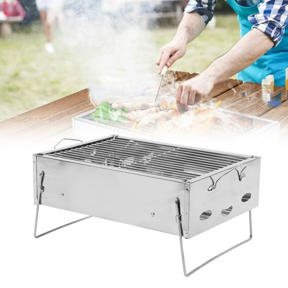 BBQ Gril, Removable Charcoal Net Foldable Design Thickened Stainless Steel Portable Charcoal Grill Portable Handle Rustproof Easy To Clean Barbecue Grill For Parties, Picnics,