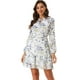 thumbnail image 1 of Mini vestido de chifón de manga larga semitransparente con cuello en V y cuello en V para mujer de verano 2023 Blanco XS, 1 of 2