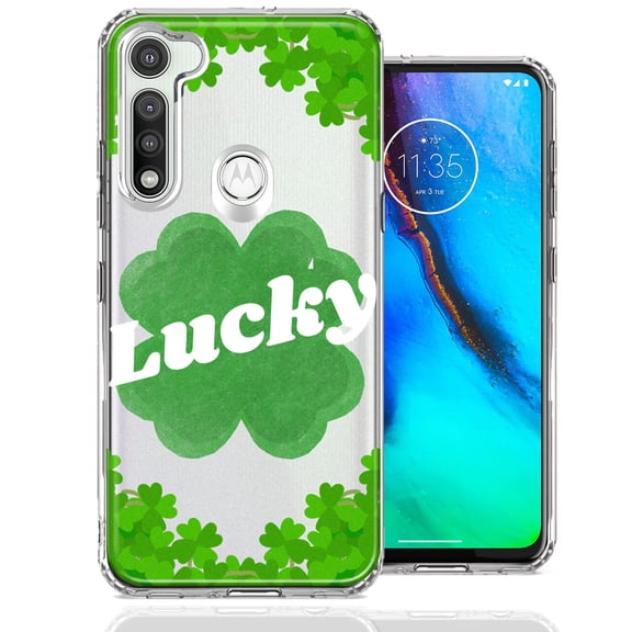 MUNDAZE for Motorola Moto G Fast Lucky St Patrick's Day Shamrock Green Clovers Double Layer Phone Case Cover