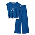 thumbnail image 1 of Baikeli Liquidation Ensembles pour Femmes Décontracté Sans Manches Imprimé Col Rond Haut et Pantalon Ensemble 2 Pcs pour Femmes, 1 of 2