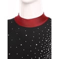 thumbnail image 4 of TiaoBug Women Shiny Rhinestone Gymnastics Leotard Bodysuit Full Length Figure Skating Jumpsuit Burgundy XXL, 4 of 7