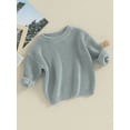 thumbnail image 4 of Toddler Baby Autumn Sweater, Solid Color Knit Long Sleeve Round Neck Knitwear Pullover, 4 of 10