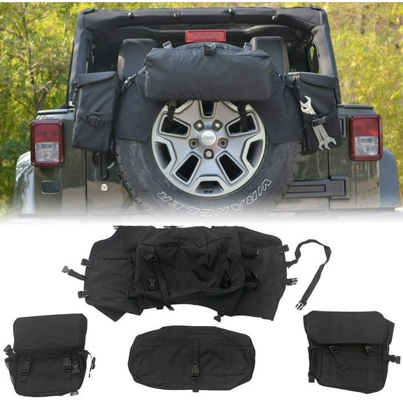 iFJF Spare Tire Trash Bag Camping Gear Cargo Organizer Bags fit 35" Tire for Wrangler TJ JK JKU JL JLU JT Trucks SUV RV Off-Road Outdoor and Tools Organizer