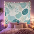 thumbnail image 2 of Teal Abstract Botanical Shapes on White, Serene Minimalist Style for Art Lovers, Modern Organic Wall Art, Housewarming Gift Tapestry Wall Hanging for Bedroom, Living Room and Dorm, 2 of 7