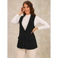 thumbnail image 2 of DARING DIVA Women's Shawl Collar Open Front Work Office Suit Vest Jacket M Black, 2 of 6