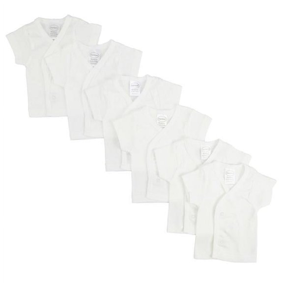 CS-075NB-075NB Side Snap Short Sleeve Shirt, White - Newborn