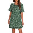 thumbnail image 4 of Boho Dresses for Women Floral Print Casual  Short Sleeve Tunic Dress Loose Summer Beach Holiday Sundress, 4 of 4