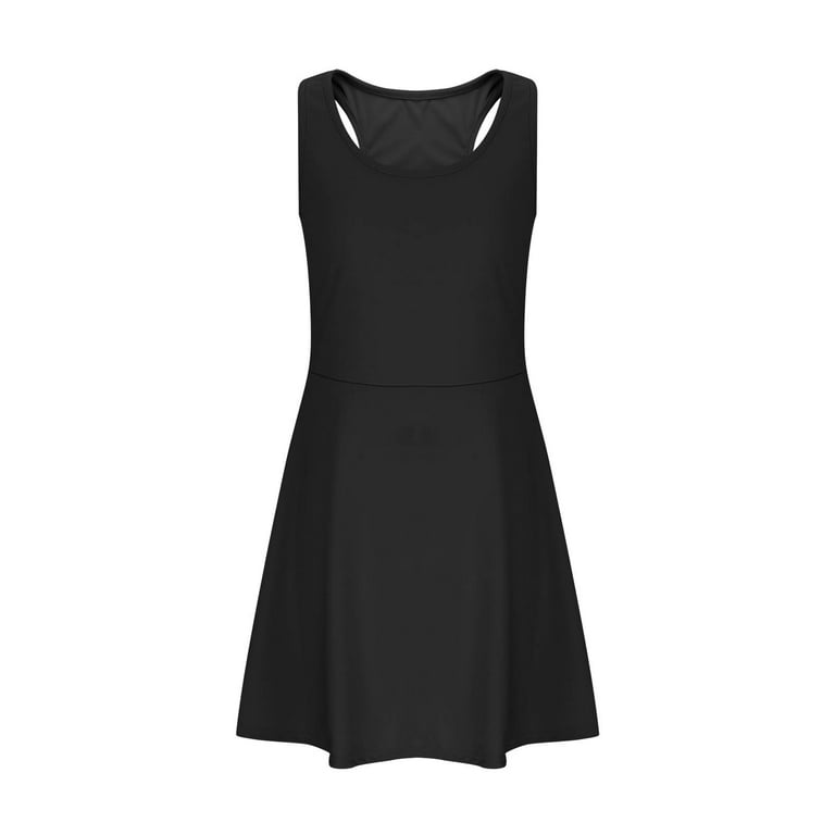 Girl's Sleeveless Tennis Dress, Kids Racerback Athletic Sundress, Solid  Color Sports Skater Dresses Outfit Kids Summer Sweater Dress Black 14-15Y -  Walmart.com
