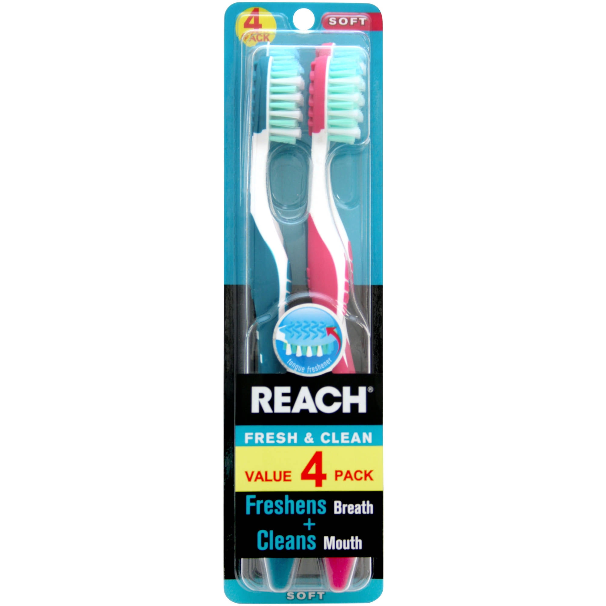 Reach Fresh & Clean BiLevel Bristles Toothbrushes, Soft, 4 count