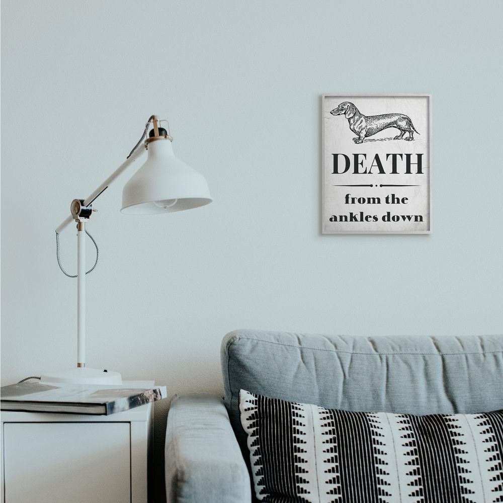 Stupell Industries Funny Dachshund Dog Ankle Quote Family Pet Framed Wall Art Design by Daphne Polselli