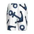 thumbnail image 4 of Rocae Navy Blue Anchor for Men's Soft Sleep Pajama Shorts, Waistband and Pockets, 4 of 9
