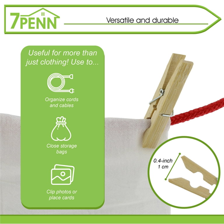 7Penn Wood Clothes Pin 50-Pack Pins Wooden Clothespins Laundry Clothesline  Clips