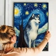 thumbnail image 4 of Alaskan Malamute Dog Art Canvas, Starry Night Van Gogh Oil Painting Art Print Poster Wall Decor Inspired Pomeranian Dog Pet Family Friend Peace, 4 of 4
