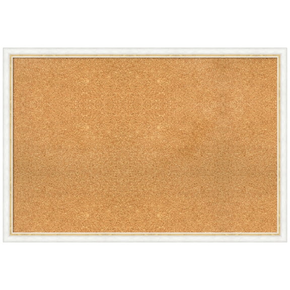 Amanti Art Natural Cork Board Wood Framed Morgan White Gold Bulletin Board 38 in. x 26 in.