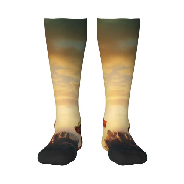 Balery Castle Red Green Sky Dragon Calcetines novedosos Calcetines deportivos Calcetines hasta la rodilla Calcetines de algodón Calcetines originales y geniales