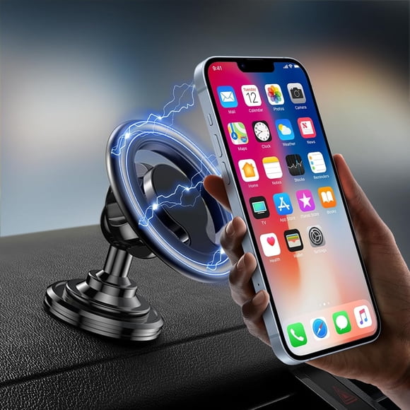 Soporte magnético giratorio de 360° para coche: soporte resistente para salpicadero para teléfonos móviles