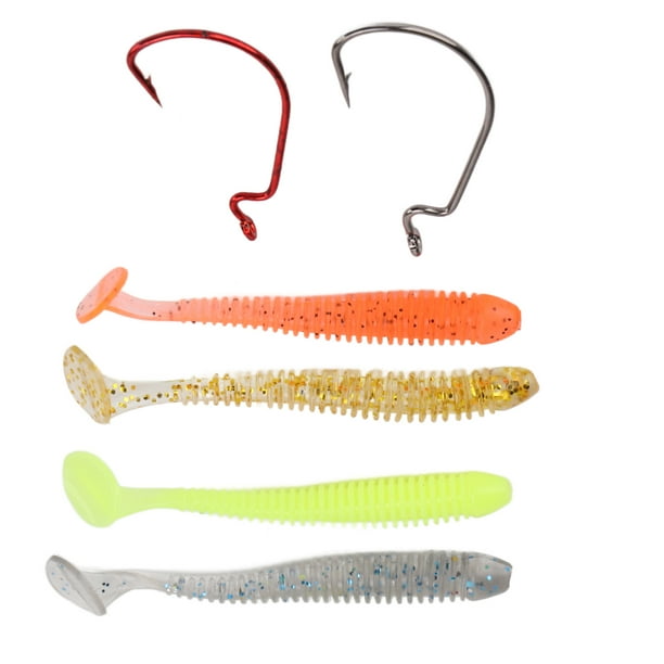 Soft Lures, 60pcs/box Soft Fishing Lures Kit PVC Reusable Stretchable  Elastic Portable Flexible Artificial With Stainless Steel Crank Hooks For Bass  Fishing 6cm,5cm 