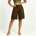 thumbnail image 7 of YTCAMLO Cotton Linen Bermuda Shorts for Women Casual Loose Fit Ruched Summer Beach Shorts with Pockets Drawstring Cargo Shorts, 7 of 7