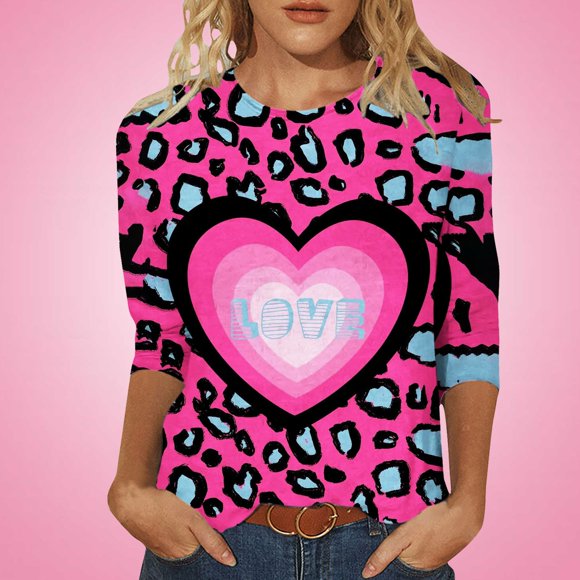 3/4 Length Sleeve Oversize Shirt for Women 2023 Fashion CasualPrinted Bachelorette Summer Crew Neck Long Sleeve Top/Shirt Sexy Halloween Costumes for Women on Clearance