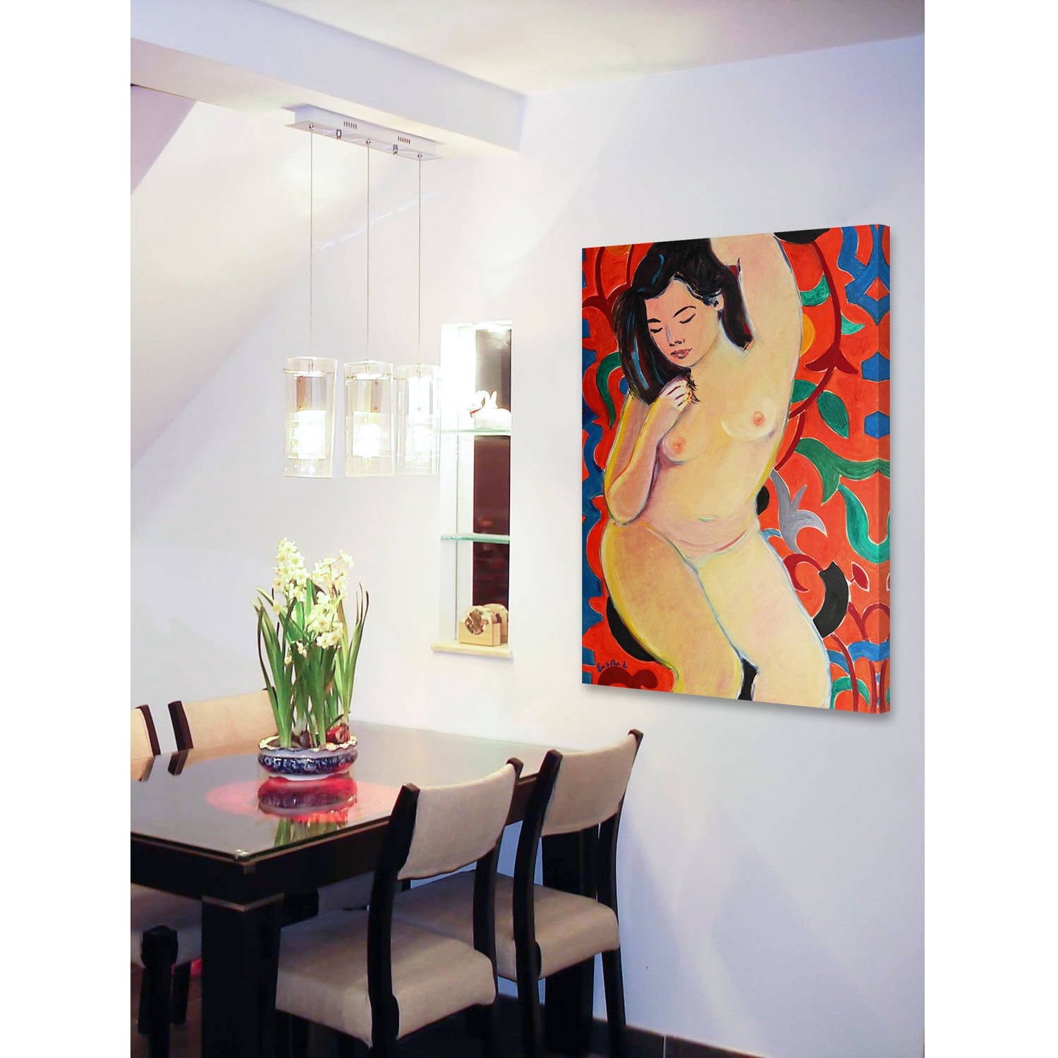 Marmont Hill "Figure on Tapestry" by Wayne Ensrud Painting Print on Wrapped Canvas