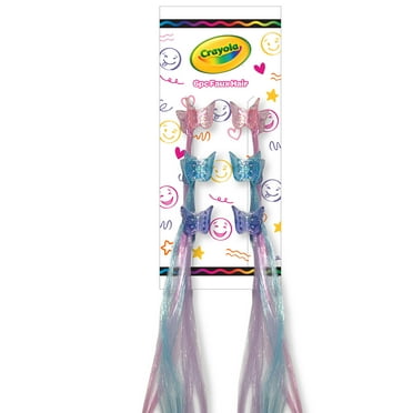 Enchante-Crayola Kids Butterfly Claw Faux Hair, Assorted Colors, Kids Ages 3 and up, 6 Count