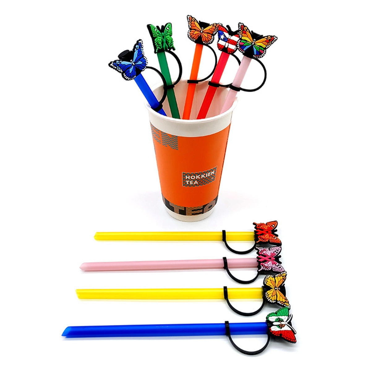 1PCS PVC Straw Toppers Fashion Super Star Plastic Straw Cover Reusable  Splash Proof Drinking Airtight Dust Cap Straw Charms Gift