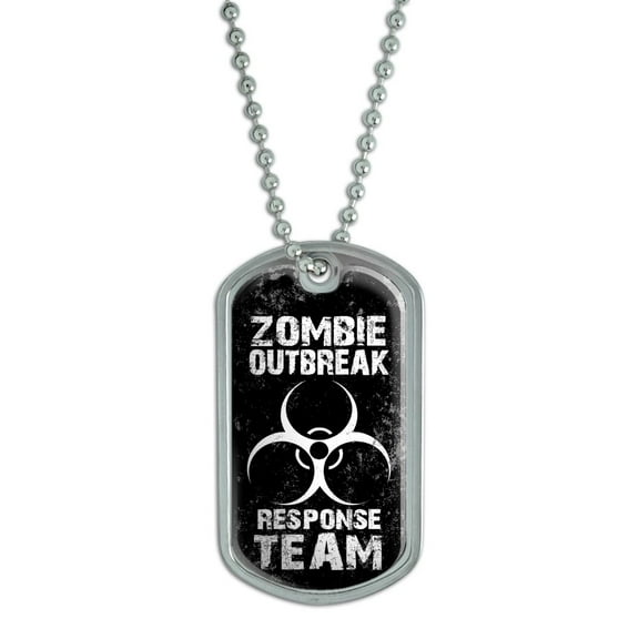Zombie Outbreak Response Team White Distressed Dog Tag