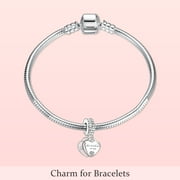 NINGAN 925 Sterling Silver Mother and Daughter Hearts Dangle Charm for Women Moment Bracelet Necklace Pendant