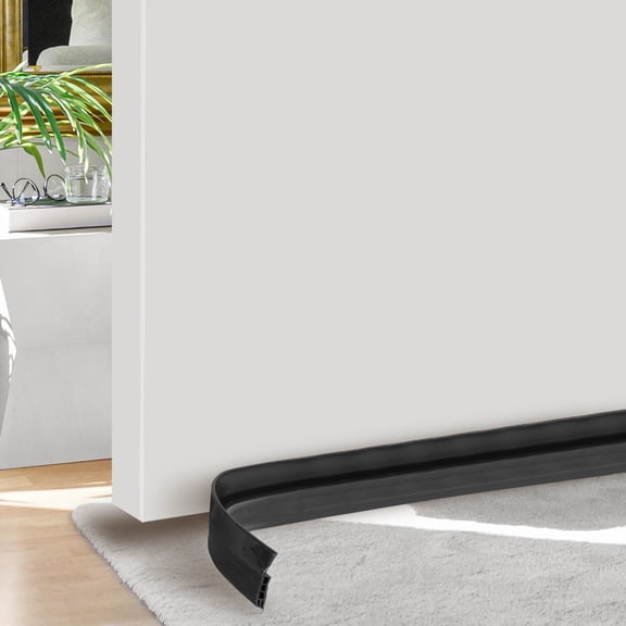 Uxcell Door Draft Stopper, 3.3FT Silicone Under Door Strip Strong Adhesive Weather Door Seal, Black(2 Inch Wide)